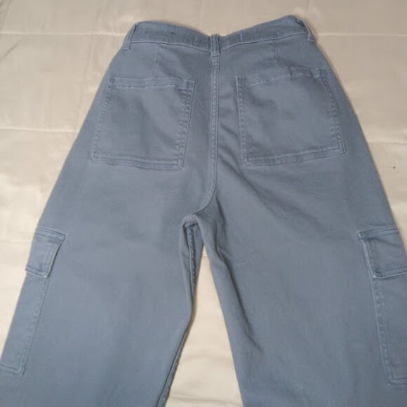 HOLLISTER | Ultra High Rise Dad Pant Long Straight Leg Blue Cargo Pants 24L - Picture 5 of 10